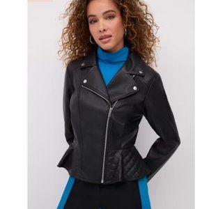 NWT Faux Leather Moto Peplum Jacket